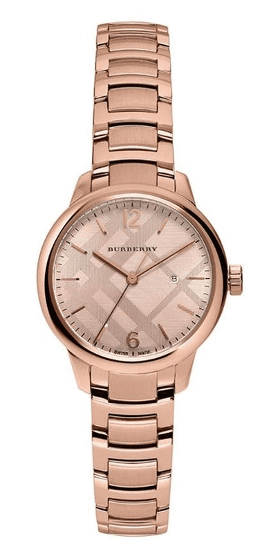 Buy Shop Burberry The Classic Rose Gold Dial Rose Gold Steel Strap Watch for Women - BU10116 USA Online