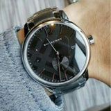 Buy Shop Burberry The Classic Round Black Dial Silver Steel Strap Watch for Men - BU10005 USA Online