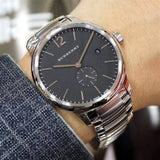 Buy Shop Burberry The Classic Round Black Dial Silver Steel Strap Watch for Men - BU10005 USA Online