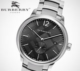 Buy Shop Burberry The Classic Round Black Dial Silver Steel Strap Watch for Men - BU10005 USA Online