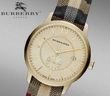 Buy Shop Burberry The Classic Round Gold Dial Brown Leather Strap Unisex Watch - BU10001 USA Online