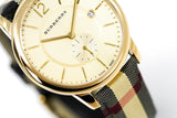 Buy Shop Burberry The Classic Round Gold Dial Brown Leather Strap Unisex Watch - BU10001 USA Online