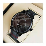 Buy Shop Burberry The Classic Round Horseferry Black Dial Black Leather Strap Watch for Men - BU10010 USA Online