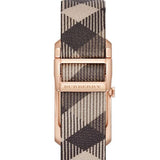 Buy Shop Burberry The Pioneer Rose Gold Dial Haymarket Brown Leather Strap Watch for Women - BU9408 USA Online