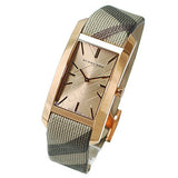 Buy Shop Burberry The Pioneer Rose Gold Dial Haymarket Brown Leather Strap Watch for Women - BU9408 USA Online