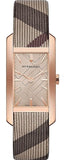 Buy Shop Burberry The Pioneer Rose Gold Dial Haymarket Brown Leather Strap Watch for Women - BU9408 USA Online