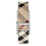 Buy Shop Burberry The Pioneer Silver Dial Haymarket Beige Leather Strap Watch for Women - BU9406 USA Online
