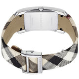 Buy Shop Burberry The Pioneer Silver Dial Haymarket Beige Leather Strap Watch for Women - BU9406 USA Online