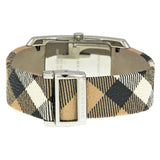 Buy Shop Burberry The Pioneer Silver Dial Haymarket Beige Leather Strap Watch for Women - BU9406 USA Online