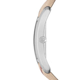 Buy Shop Burberry The Pioneer Silver Dial Haymarket Beige Leather Strap Watch for Women - BU9406 USA Online