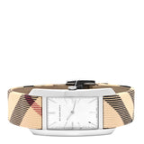Buy Shop Burberry The Pioneer Silver Dial Haymarket Beige Leather Strap Watch for Women - BU9406 USA Online