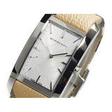 Buy Shop Burberry The Pioneer Silver Dial Haymarket Beige Leather Strap Watch for Women - BU9406 USA Online