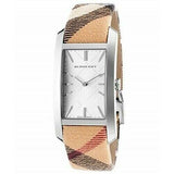 Buy Shop Burberry The Pioneer Silver Dial Haymarket Beige Leather Strap Watch for Women - BU9406 USA Online