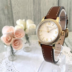 Buy Shop Burberry The Utilitarian White Dial Brown Leather Strap Watch for Women - BU7865 USA Online