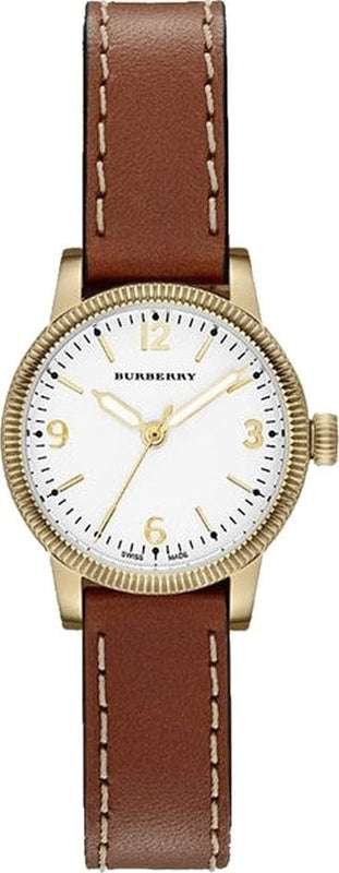 Buy Shop Burberry The Utilitarian White Dial Brown Leather Strap Watch for Women - BU7865 USA Online