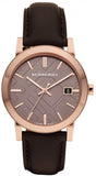 Burberry The City Grey Dial Brown Leather Strap Unisex Watch - BU9755