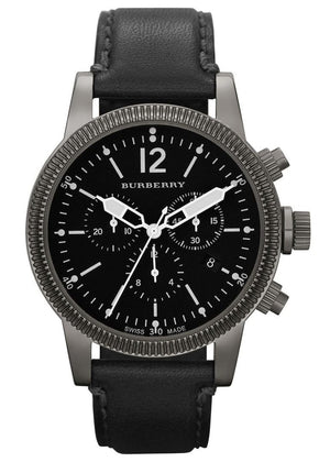 Buy Shop Burberry Utilitarian Chronograph Black Dial Black Leather Strap Watch for Men - BU7813 USA Online