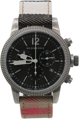 Buy Shop Burberry Utilitarian Chronograph Black Dial Tri Tone Leather Strap Watch for Men - BU7815 USA Online