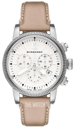 Buy Shop Burberry Utilitarian Chronograph White Dial Pink Leather Strap Watch for Women - BU7816 USA Online