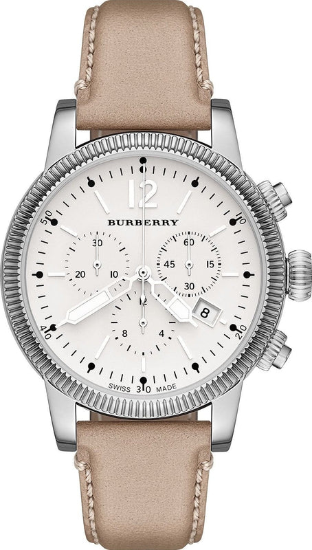 Buy Shop Burberry Utilitarian Chronograph White Dial Pink Leather Strap Watch for Women - BU7816 USA Online