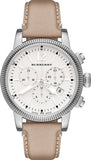 Buy Shop Burberry Utilitarian Chronograph White Dial Pink Leather Strap Watch for Women - BU7816 USA Online