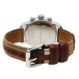 Buy Shop Burberry Utilitarian Chronograph White Dial Tri Tone Leather Strap Watch for Women - BU7820 USA Online
