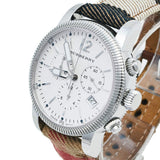 Buy Shop Burberry Utilitarian Chronograph White Dial Tri Tone Leather Strap Watch for Women - BU7820 USA Online