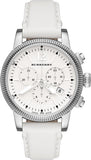 Buy Shop Burberry Utilitarian Chronograph White Dial White Leather Strap Watch for Women - BU7821 USA Online