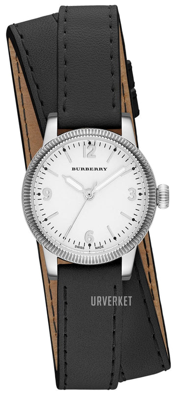 Buy Shop Burberry Utilitarian White Dial Black Leather Strap Watch for Women - BU7845 USA Online