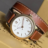 Buy Shop Burberry Utilitarian White Dial Brown Leather Strap Watch for Women - BU7850 USA Online