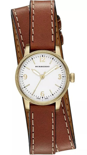Buy Shop Burberry Utilitarian White Dial Brown Leather Strap Watch for Women - BU7850 USA Online