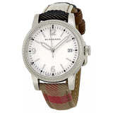 Buy Shop Burberry Utilitarian White Dial Multicolor Leather Strap Watch for Women - BU7824 USA Online