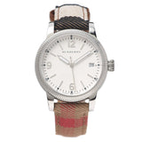 Buy Shop Burberry Utilitarian White Dial Multicolor Leather Strap Watch for Women - BU7824 USA Online