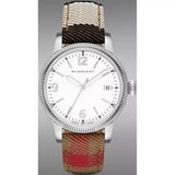 Buy Shop Burberry Utilitarian White Dial Multicolor Leather Strap Watch for Women - BU7824 USA Online