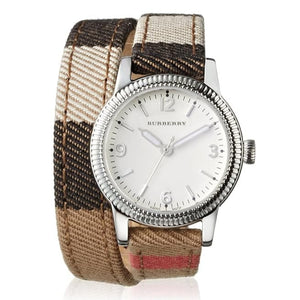 Buy Shop Burberry Utilitarian White Dial Multicolor Leather Strap Watch for Women - BU7849 USA Online