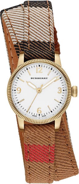 Buy Shop Burberry Utilitarian White Dial Multicolor Leather Strap Watch for Women - BU7851 USA Online