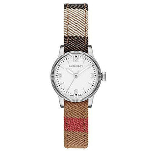 Buy Shop Burberry Utilitarian White Dial Multicolor Leather Strap Watch for Women - BU7863 USA Online