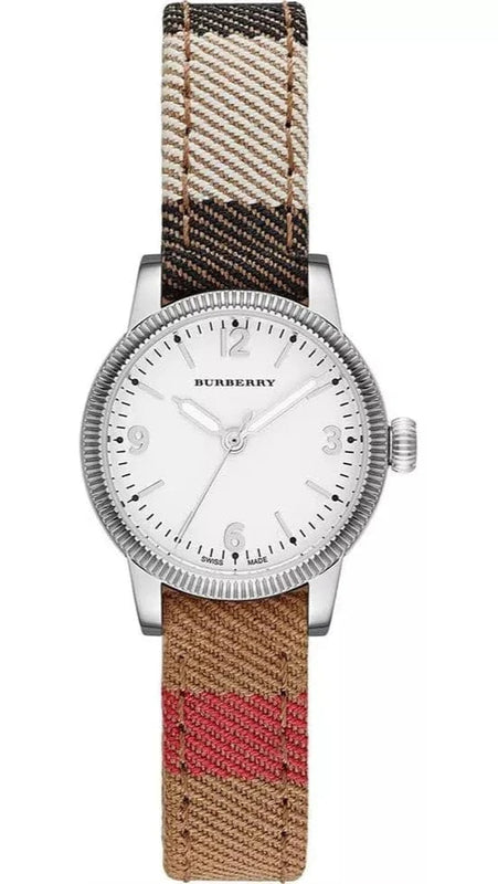 Buy Shop Burberry Utilitarian White Dial Multicolor Leather Strap Watch for Women - BU7863 USA Online