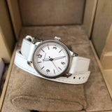Buy Shop Burberry Utilitarian White Dial White Leather Strap Watch for Women - BU7846 USA Online