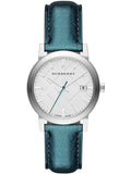 Buy Shop Burberry White Dial Turquoise Leather Strap Watch for Women - BU9120 USA Online