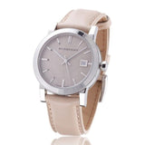 Burberry The City Beige Dial Beige Leather Strap Watch for Women - BU9107