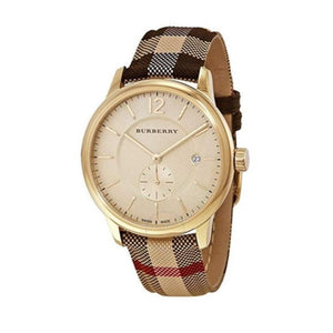 Buy Shop Burberry The Classic Round Gold Dial Brown Leather Strap Unisex Watch - BU10001 USA Online