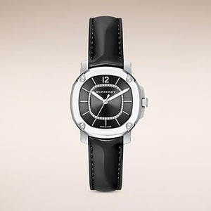 Buy Shop Burberry The Britain Diamonds Black Dial Black Leather Strap Watch for Women - BBY1809 USA Online