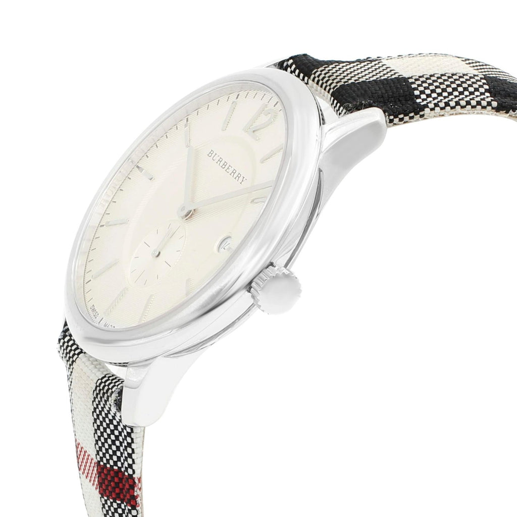 Buy Shop Burberry The Classic Horseferry Silver Dial Black Leather Strap Watch for Men - BU10002 USA Online