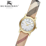 Burberry The City Diamonds Mother of Pearl Dial Brown Leather Strap Watch for Women - BU9226