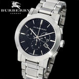 Burberry The City Black Dial Silver Steel Strap Watch for Men - BU9351