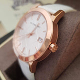 Buy Shop Burberry The City White Dial White Leather Strap Watch for Women - BU9012 USA Online