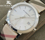 Buy Shop Burberry The City Nova Silver Dial White Leather Strap Watch for Women - BU9022 USA Online