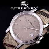 Buy Shop Burberry The City Beige Dial Chequered Brown Leather Strap Watch for Women - BU9029 USA Online