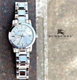 Burberry The City Diamonds Mother of Pearl Dial Silver Steel Strap Watch for Women - BU9224